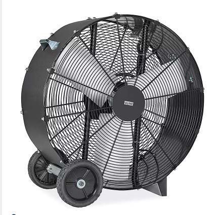 Large portable cooling fan on wheels